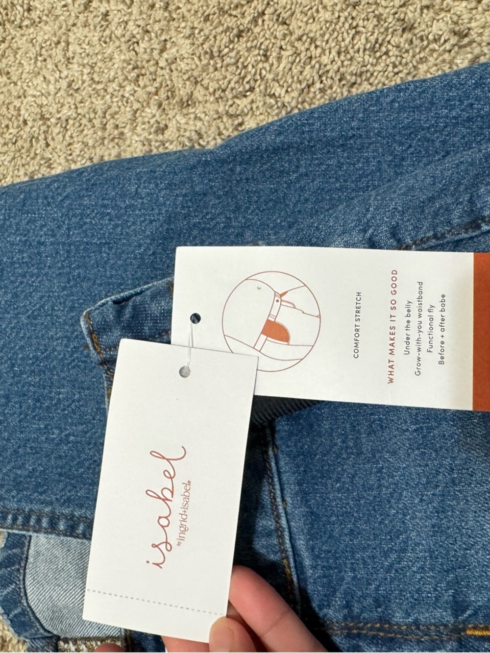 Isabel Maternity by Ingrid & Isabel Denim Midi Skirt Size 0 NWT - Picture 12 of 13